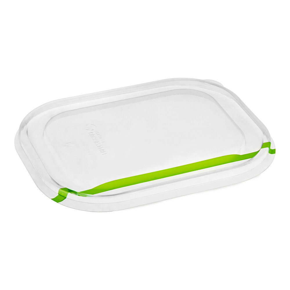 World Centric GreenLight Compliant PLA Plastic Compostable Flat Lid for 20-44 oz. Fiber Boxes - 400/Case