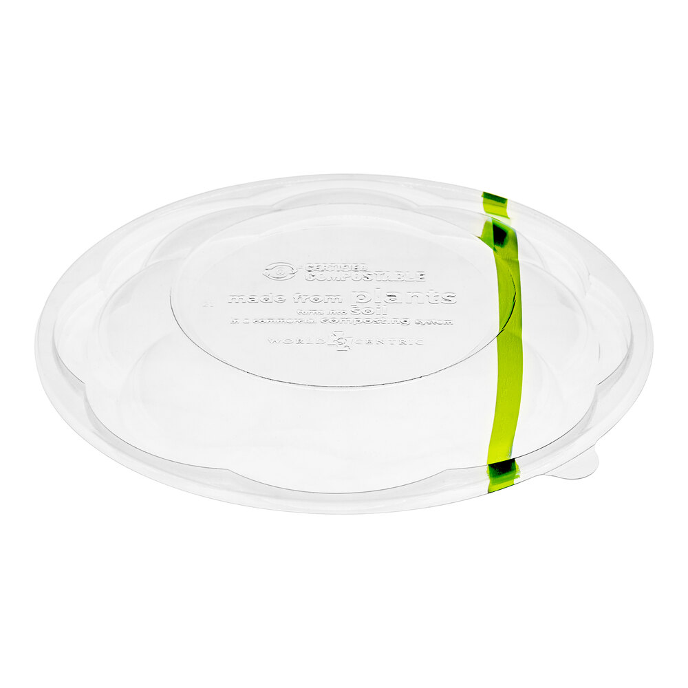 World Centric GreenLight Compliant PLA Plastic Compostable Dome Lid for 24-48 oz. Deli Bowls - 600/Case