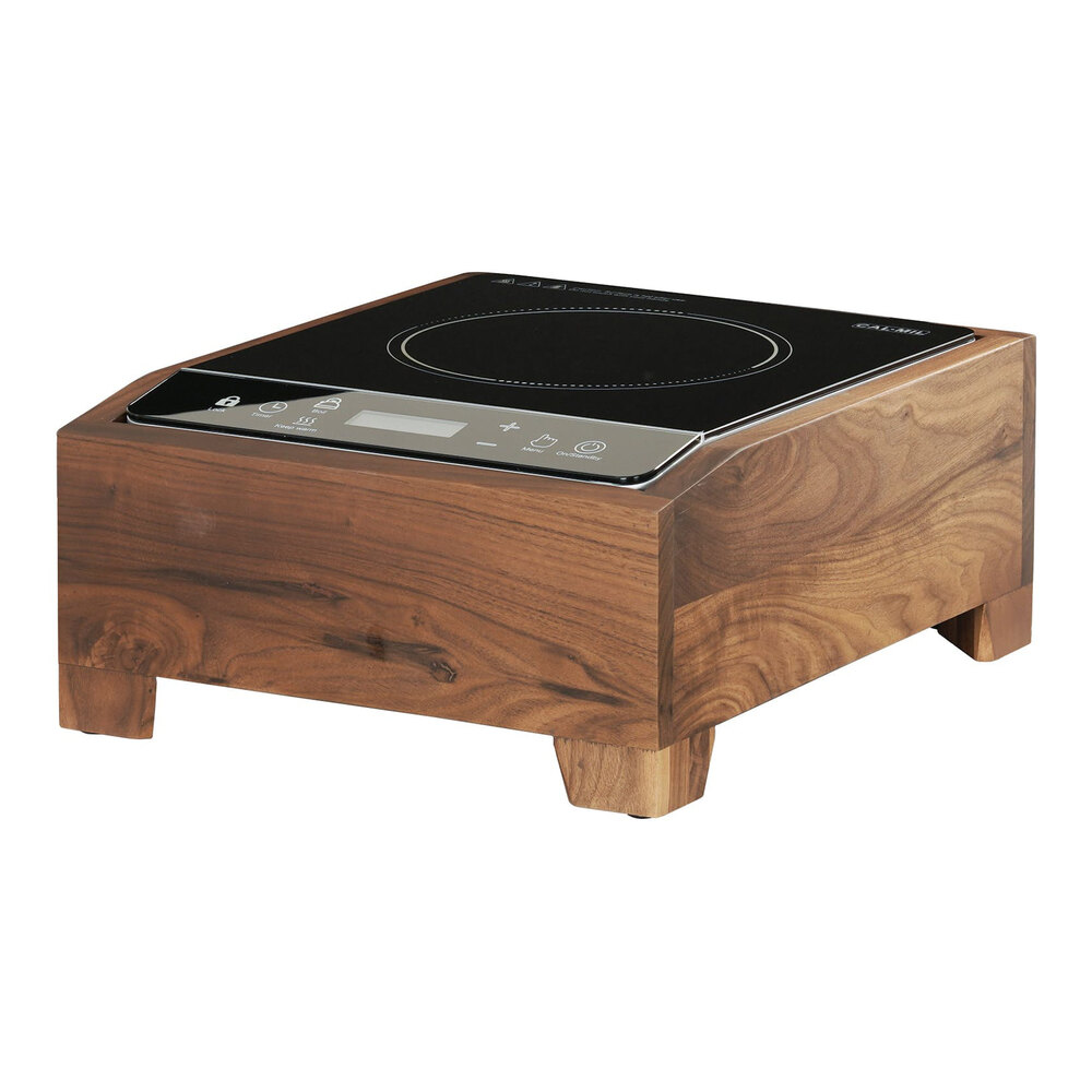 Cal-Mil 23181-78 Sydney 15 7/8" x 12 3/4" x 7" Walnut Countertop Induction Range - 120V, 1800W