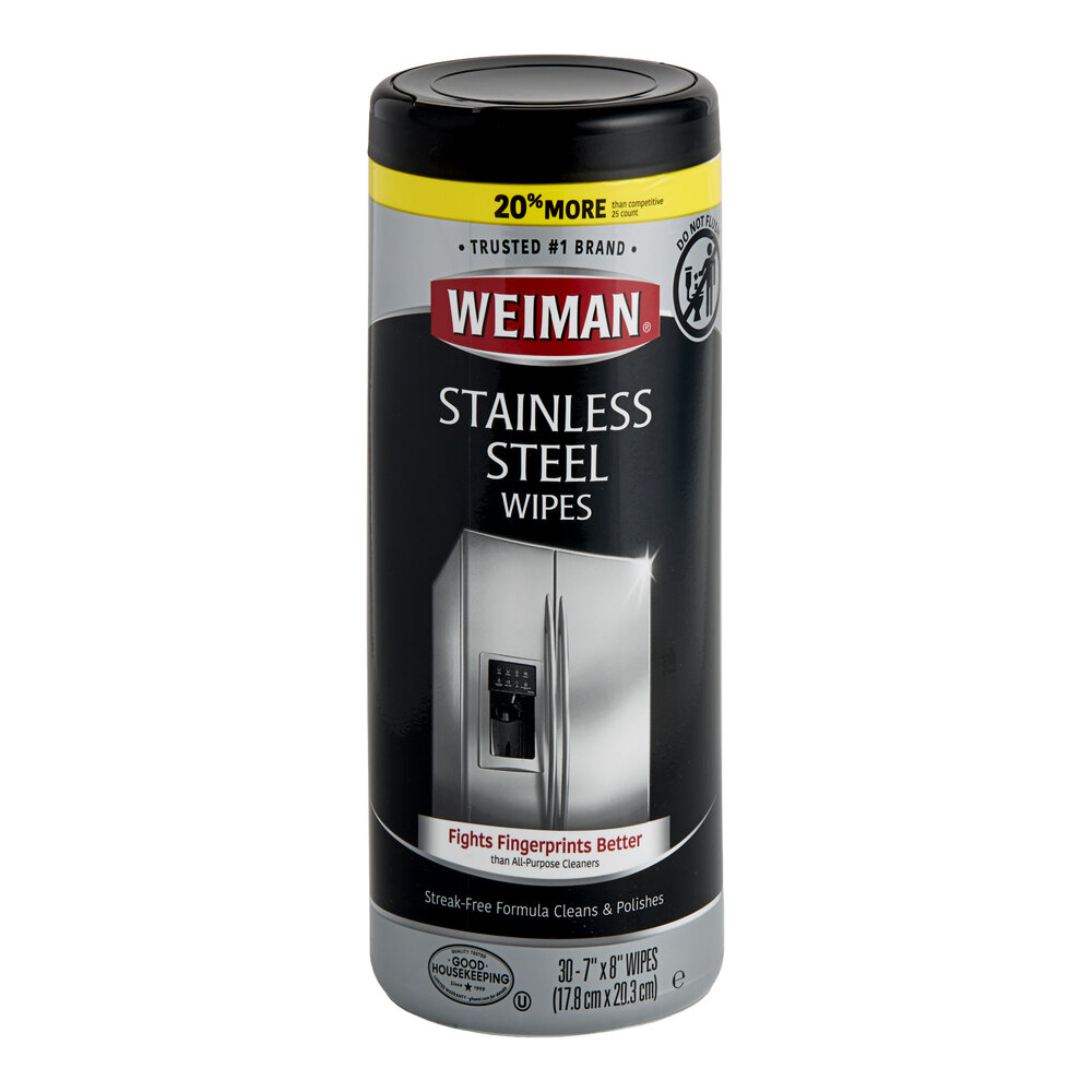 Weiman W92 30 ct. Stainless Steel Cleaning & Polishing Wipes - 4/Case