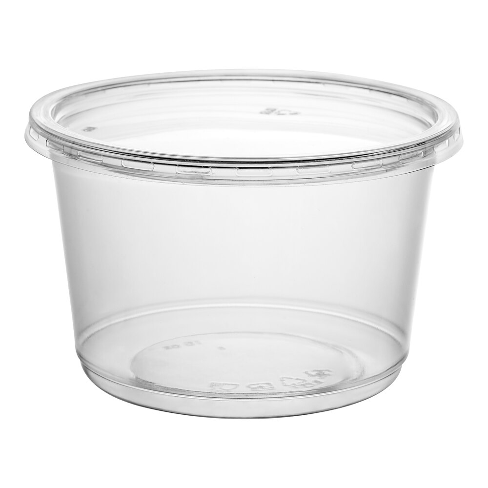 Choice 16 oz. Ultra Clear Recycled PET Plastic Round Deli Container and Lid Combo - 250/Case
