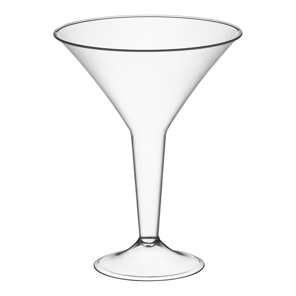 Visions 8 oz. Heavy Weight Clear 1-Piece Plastic Martini Glass - 96/Case