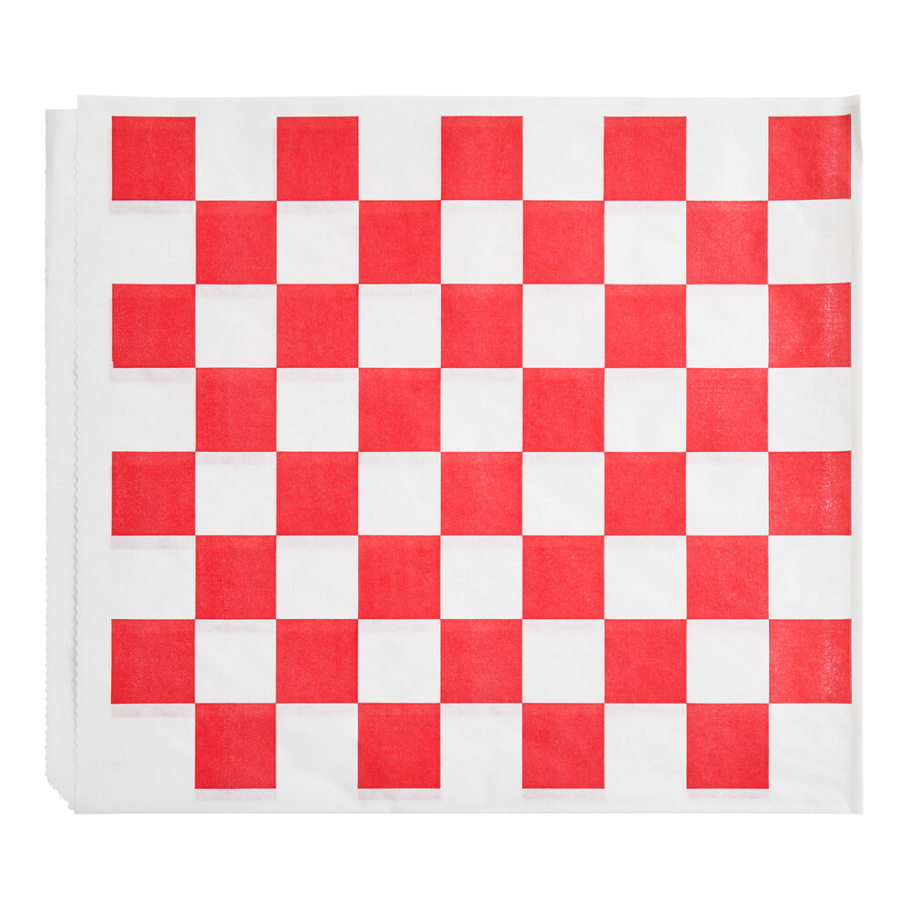 Choice 9" x 10" Red Check Wire Cone Basket Liner / Deli Wrap / Double Open Bag - 1,000/Case