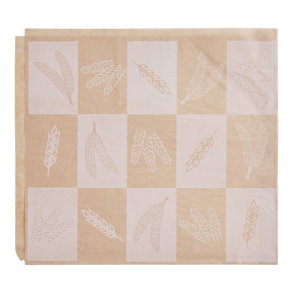 Choice 9" x 10" Natural Kraft Artisan Print Wire Cone Basket Liner / Deli Wrap / Double Open Bag - 1,000/Case