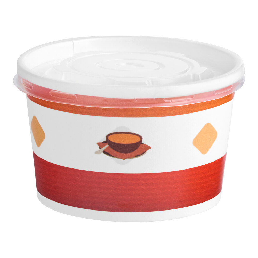 Choice 8 oz. Double Poly-Coated Paper Soup / Hot Food Cup with Vented Plastic Lid - 250/Case