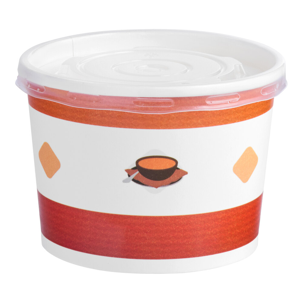 Choice 12 oz. Double Poly-Coated Paper Soup / Hot Food Cup with Vented Plastic Lid - 250/Case