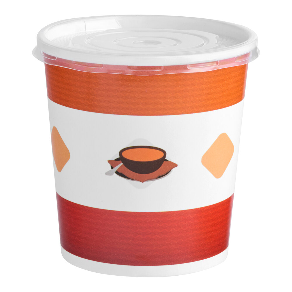 Choice 16 oz. Double Poly-Coated Paper Soup / Hot Food Cup with Vented Plastic Lid - 250/Case