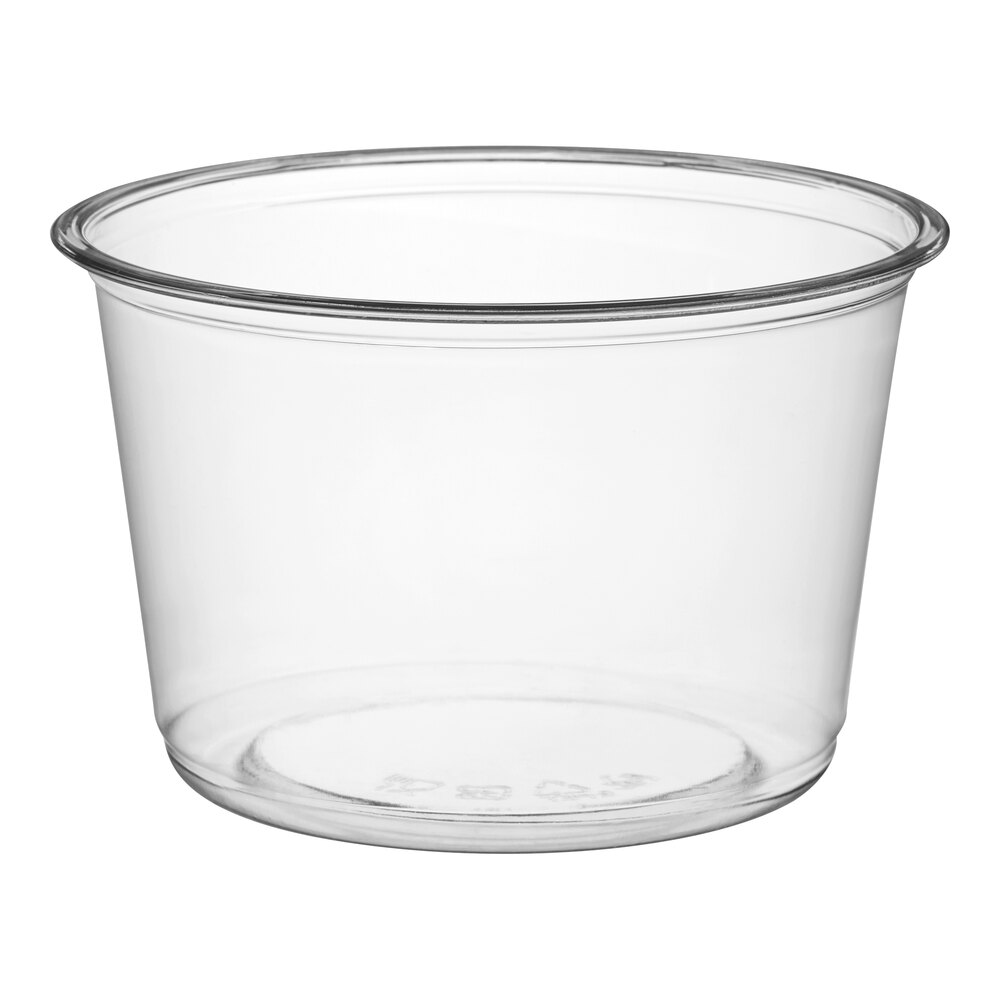 Choice 16 oz. Ultra Clear Recycled PET Plastic Round Deli Container - 50/Pack