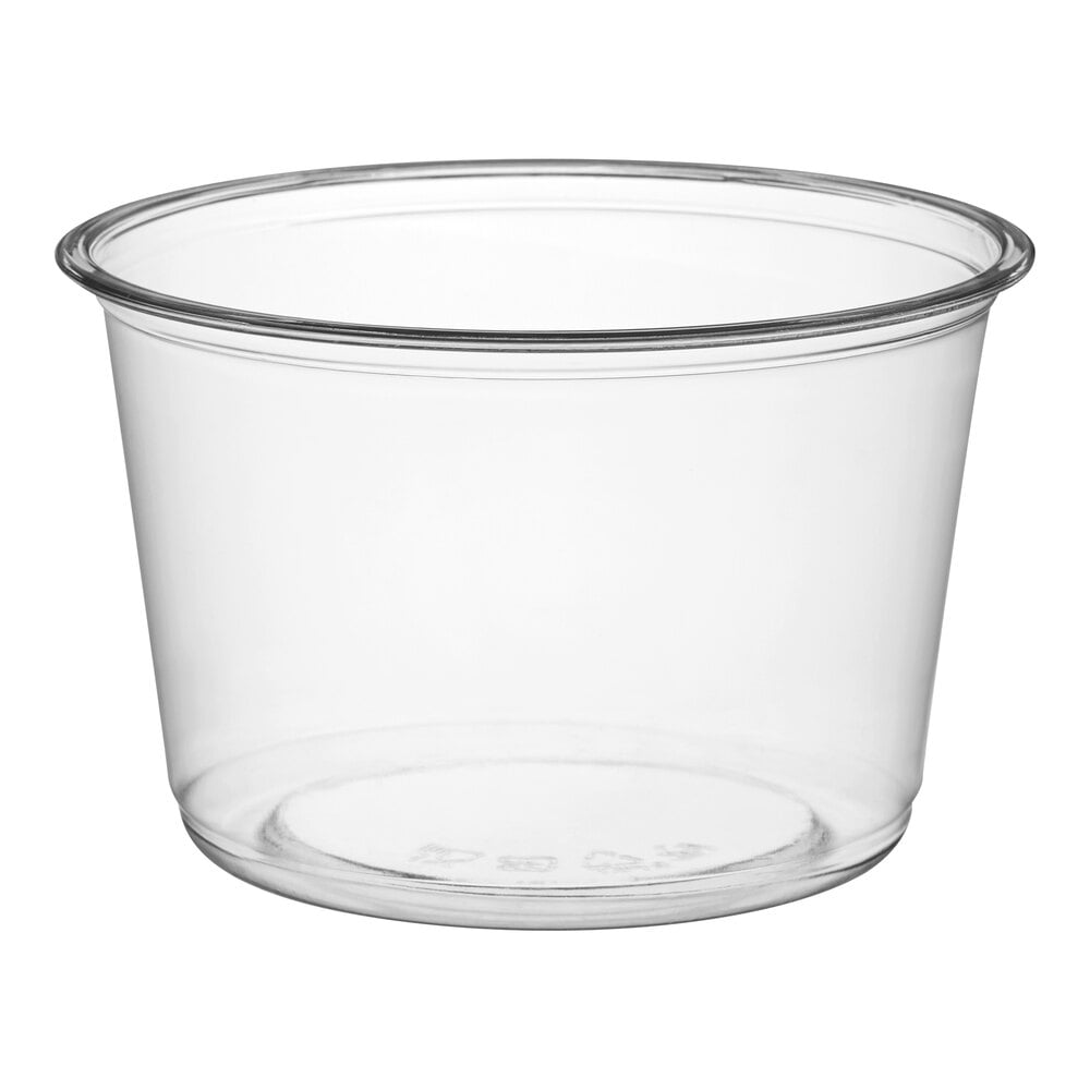 Choice 16 oz. Ultra Clear Recycled PET Plastic Round Deli Container - 500/Case