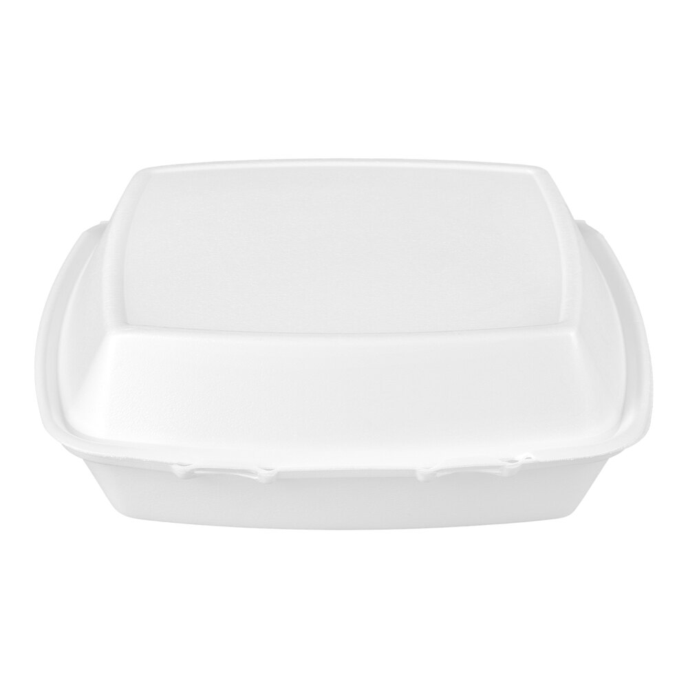 Dart 110HT1 10" x 9 1/2" x 3 1/2" White Foam Hinged Lid Container - 200/Case