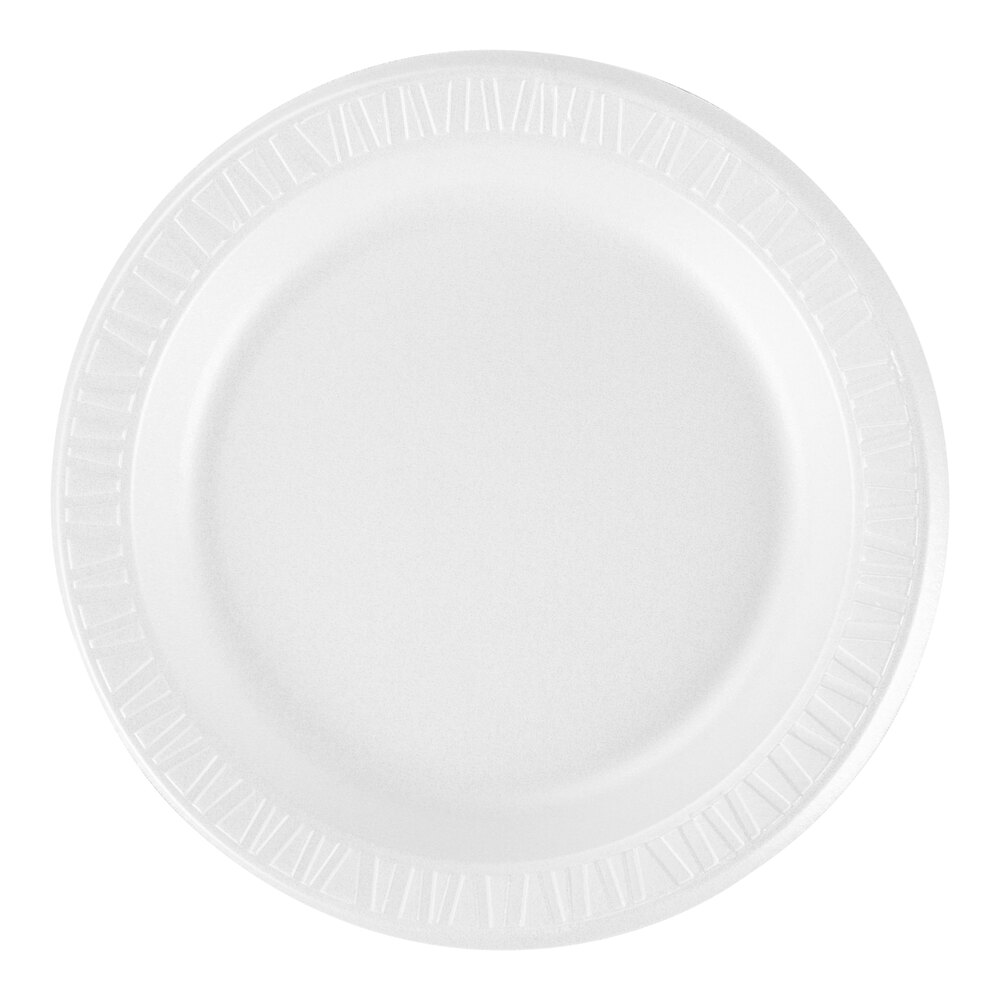 Dart 9PWQR Quiet Classic 9" White Laminated Round Foam Plate - 125/Pack