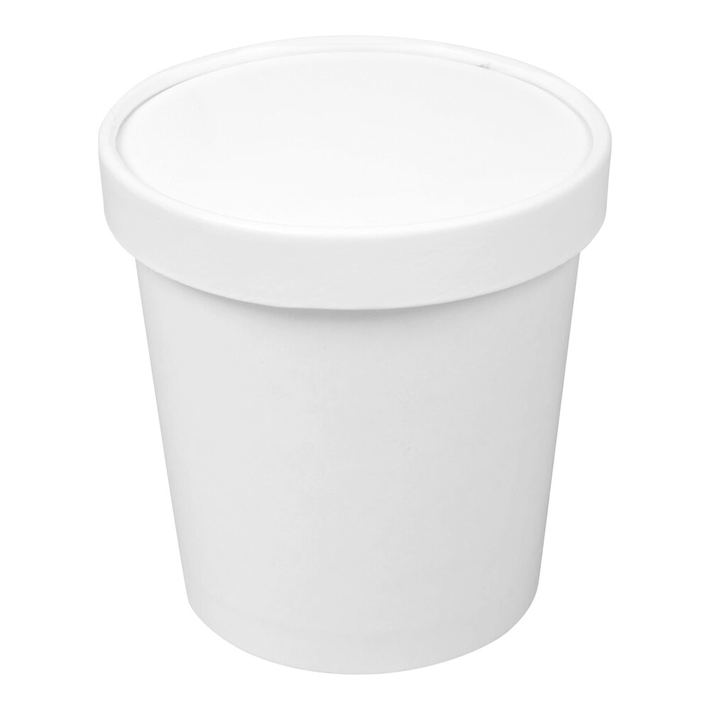 Choice 1 Pint White Paper Double-Wall Frozen Yogurt / Food Cup with Paper Lid - 25/Pack