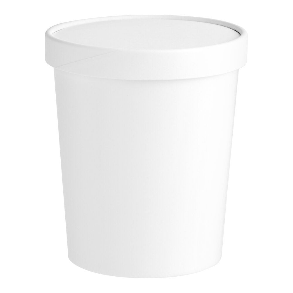Choice 1 Qt. White Paper Double-Wall Frozen Yogurt / Food Cup with Paper Lid - 250/Case