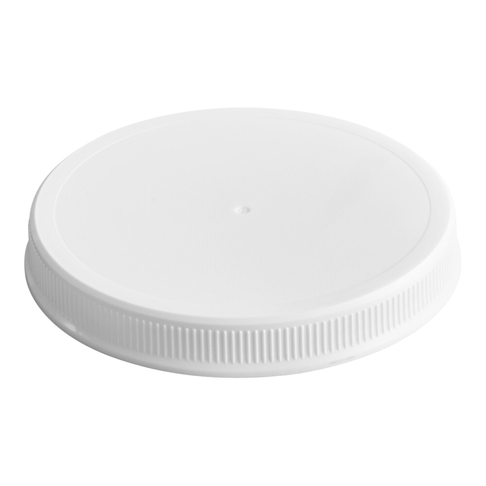 110/400 White Ribbed Plastic Cap with Foam Liner - 736/Case