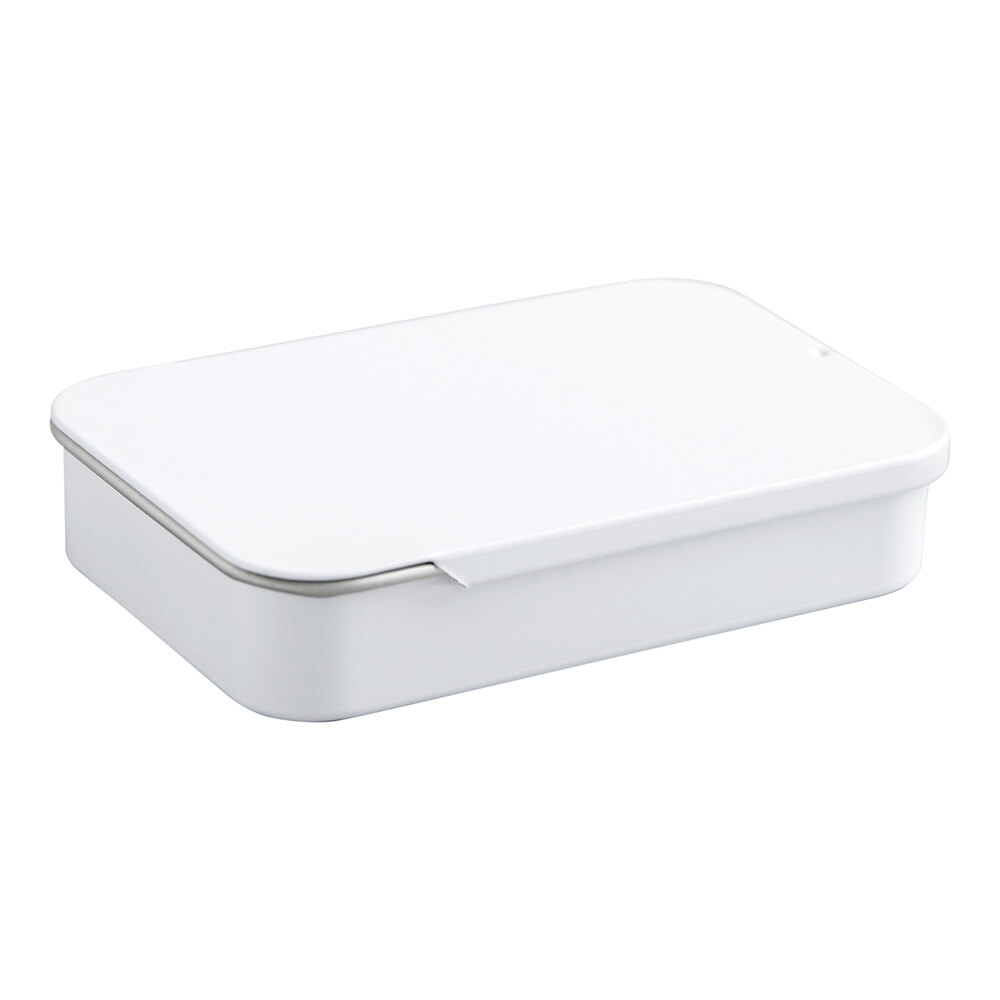 3 11/16" x 2 1/2" x 11/16" White Tin with Slide Top - 192/Case