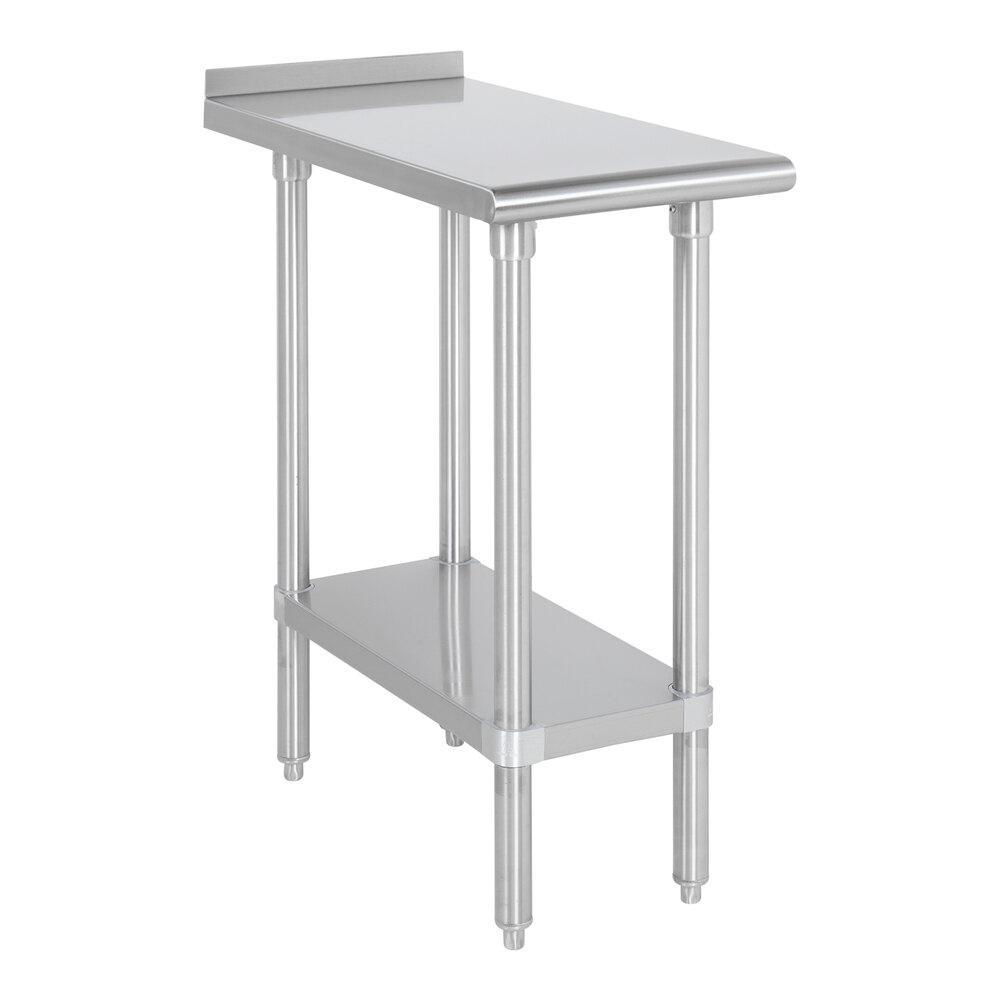 Advance Tabco FTS-3015 30" x 15" 18 Gauge 430 Stainless Steel Filler Table with Backsplash and Stainless Steel Undershelf