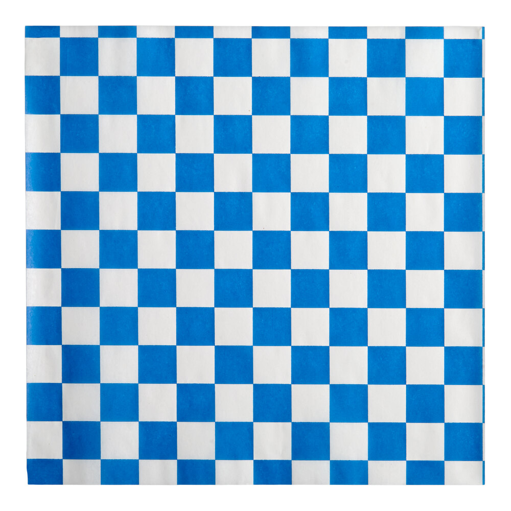 Choice 12" x 12" Blue Check Deli Sandwich Wrap Paper - 1,000/Pack