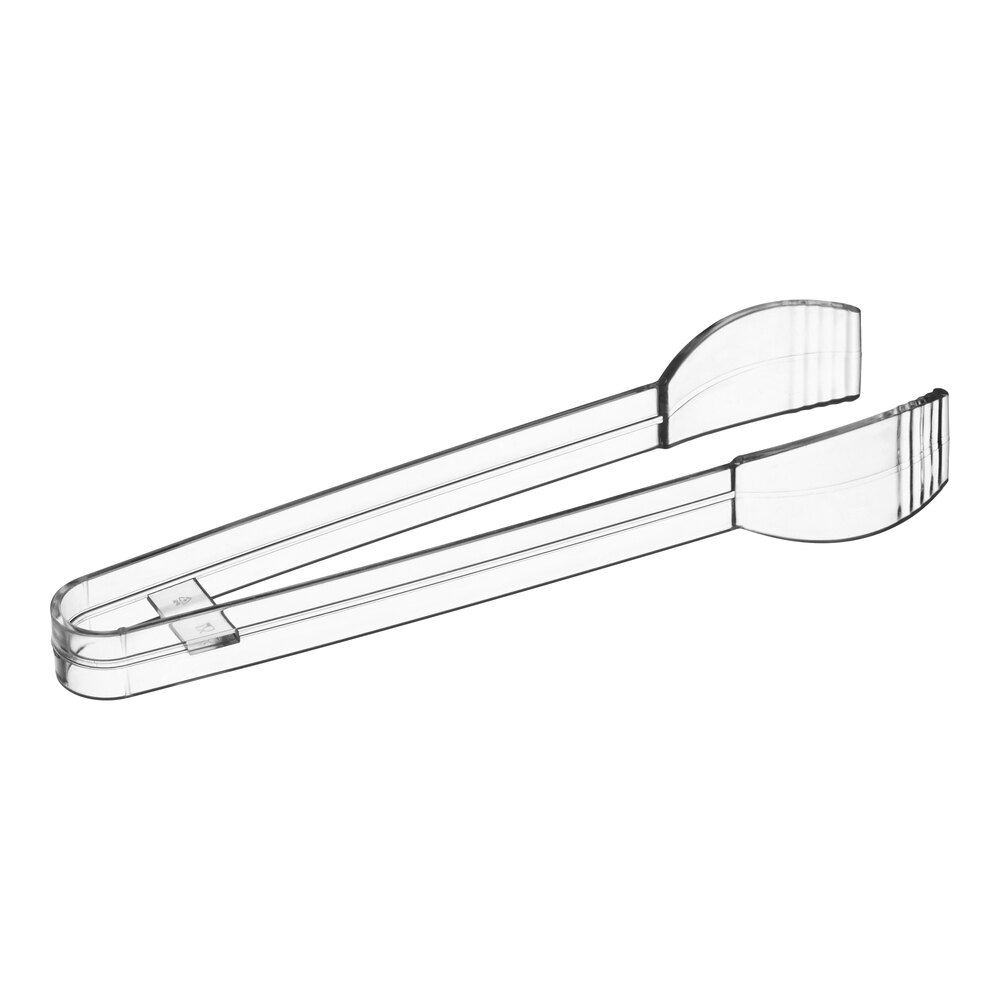 Visions 7" Clear Disposable Polystyrene Tongs - 48/Case