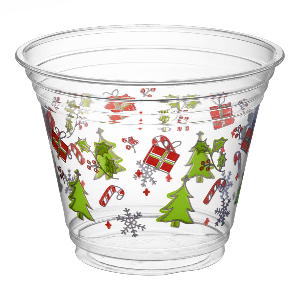 Choice 9 oz. Holiday PET Plastic Cold Cup - 1,000/Case