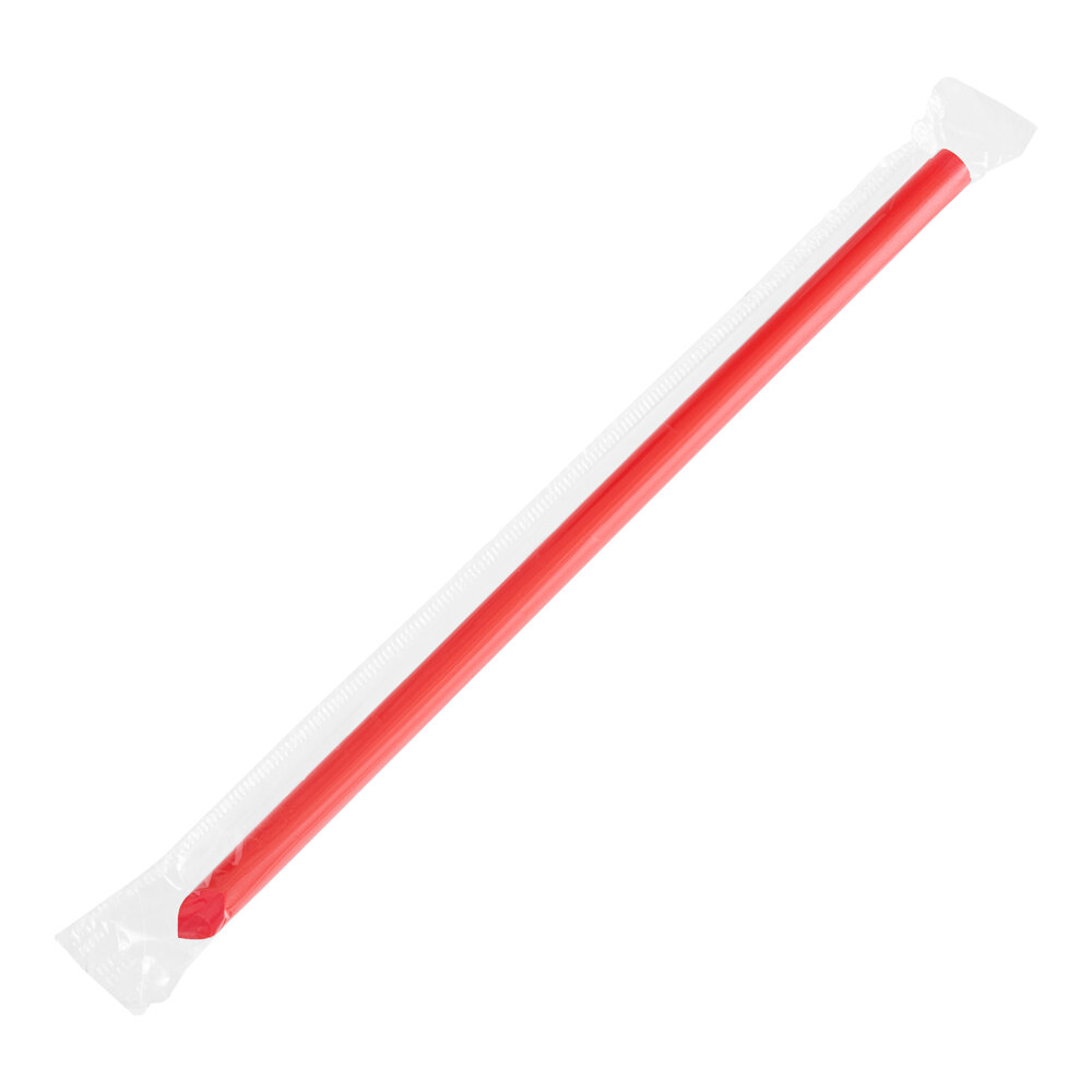Choice 9" Red Pointed Wrapped Smoothie Straw - 1,600/Case