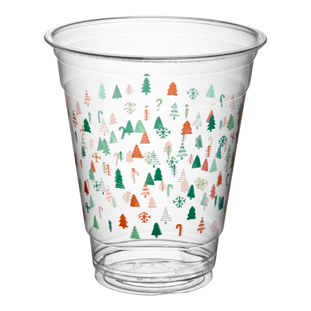 Choice 12 oz. Modern Holiday PET Plastic Cold Cup - 1,000/Case