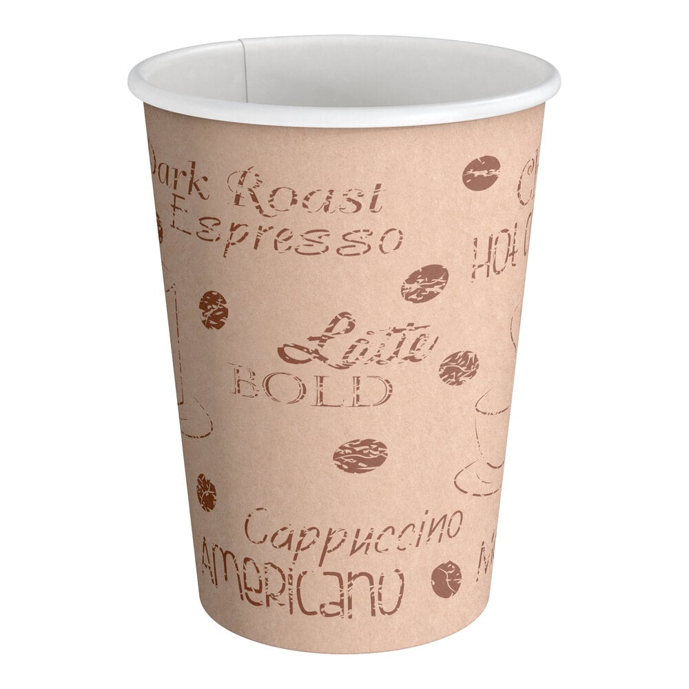 Choice 12 oz. Café Print Poly Paper Hot Cup - 1,000/Case