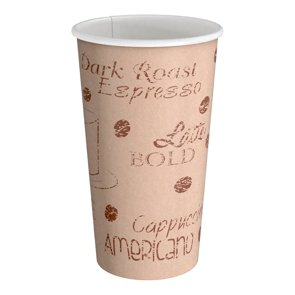 Choice 16 oz. Café Print Poly Paper Hot Cup - 1,000/Case