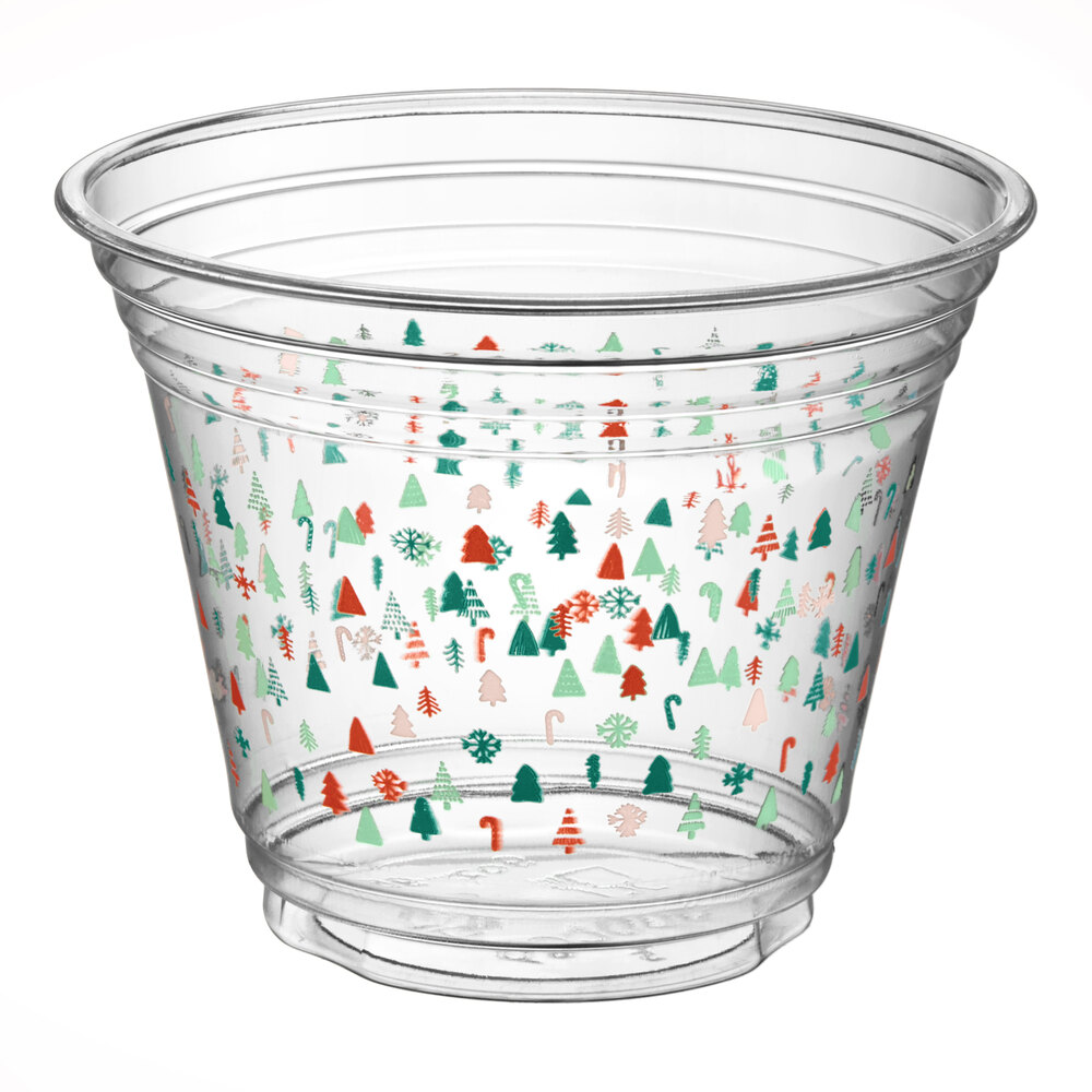 Choice 9 oz. Modern Holiday PET Plastic Cold Cup - 1,000/Case