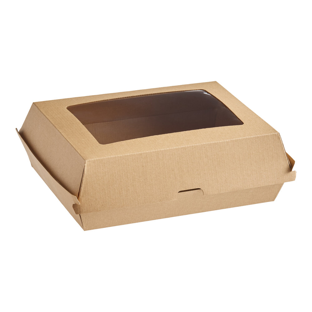 Choice 8" x 6" x 3" Corrugated Clamshell Container with Window - 200/Case