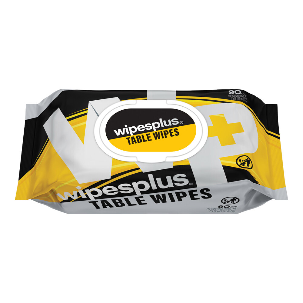 WipesPlus 7" x 10" 90-Count Table Wipes