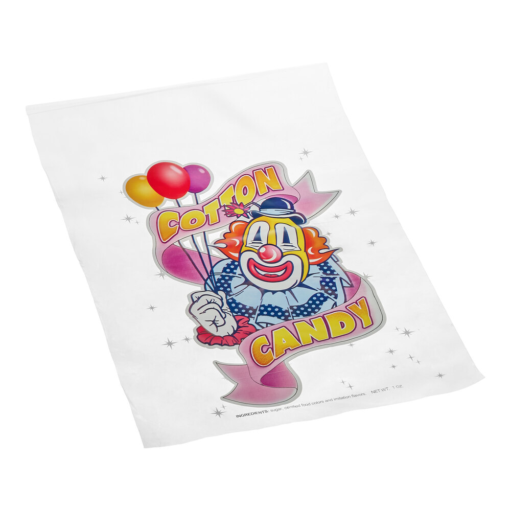 12" x 18" Cotton Candy Bag with Clown Design - 1,000/Case