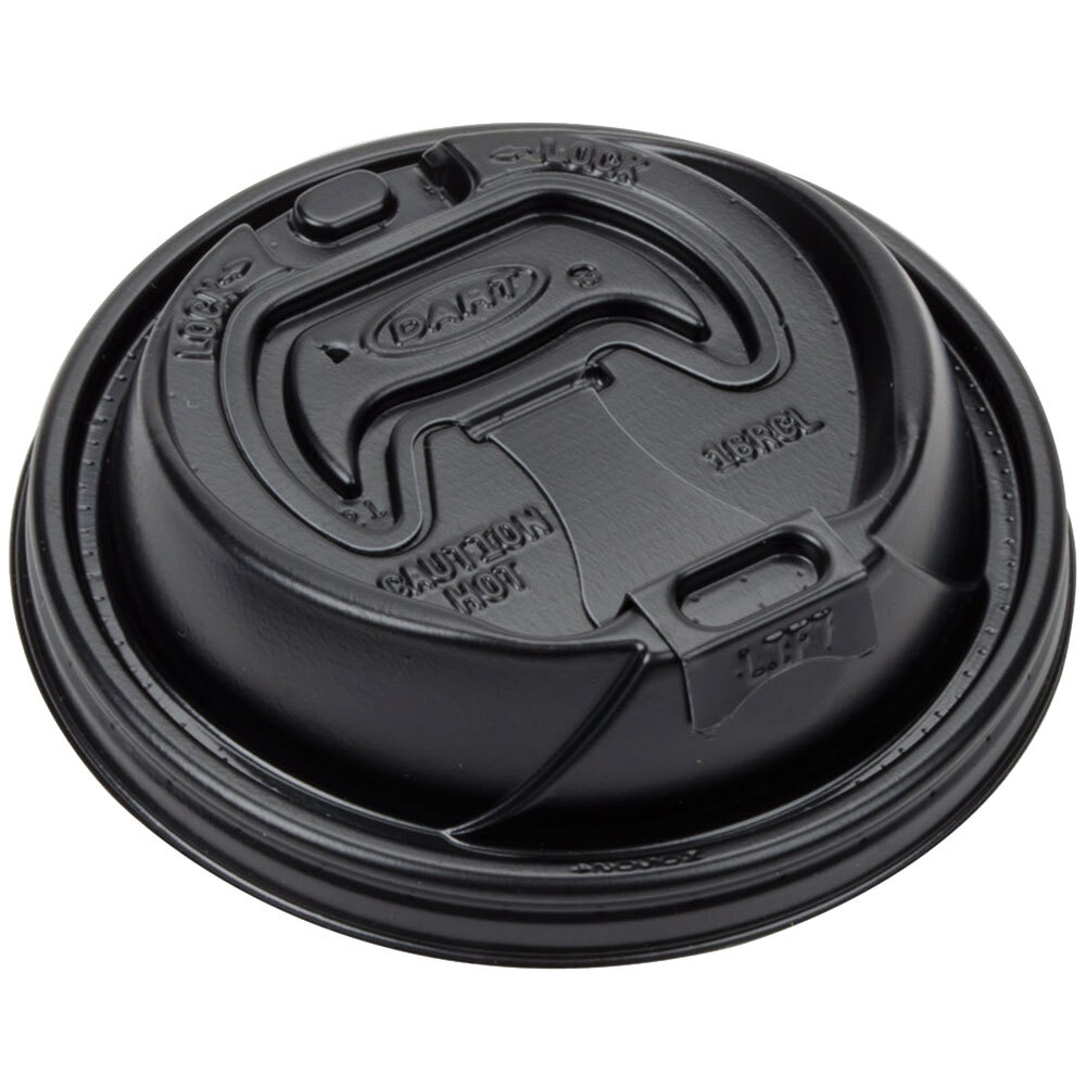 Dart 16RCLBLK Optima Black Travel Lid with Reclosable Tab - 1,000/Case