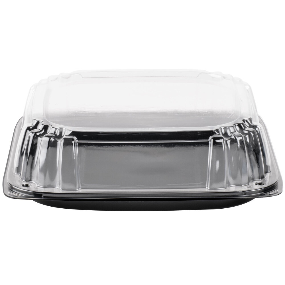 Sabert C9612 UltraStack 12" Square Disposable Deli Platter / Catering Tray with High Dome Lid - 25/Case