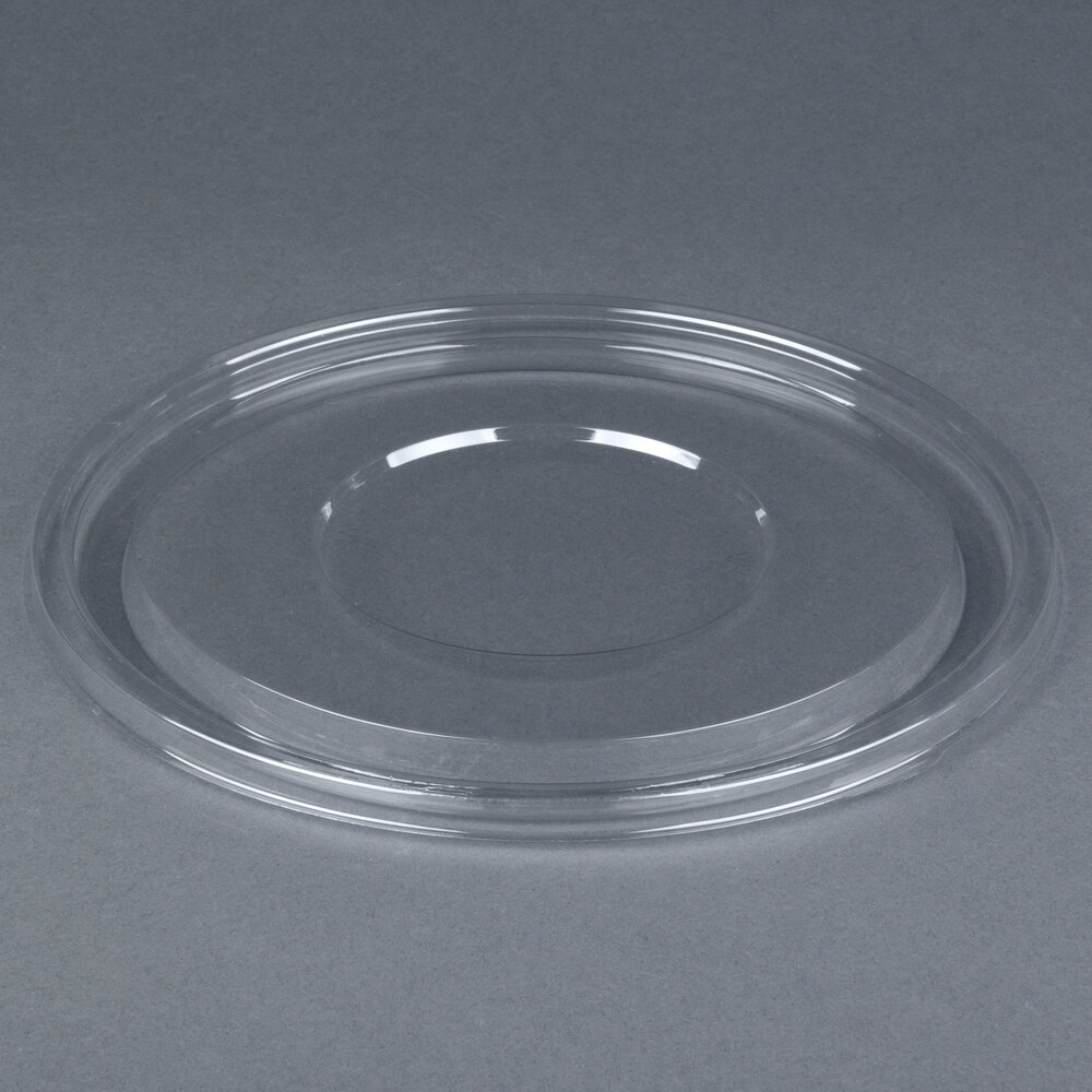 Sabert 51048A FreshPack Clear Flat Round Lid for Shallow 24 and 32 oz. Bowls, Round 48 oz. Bowls - 10/Pack