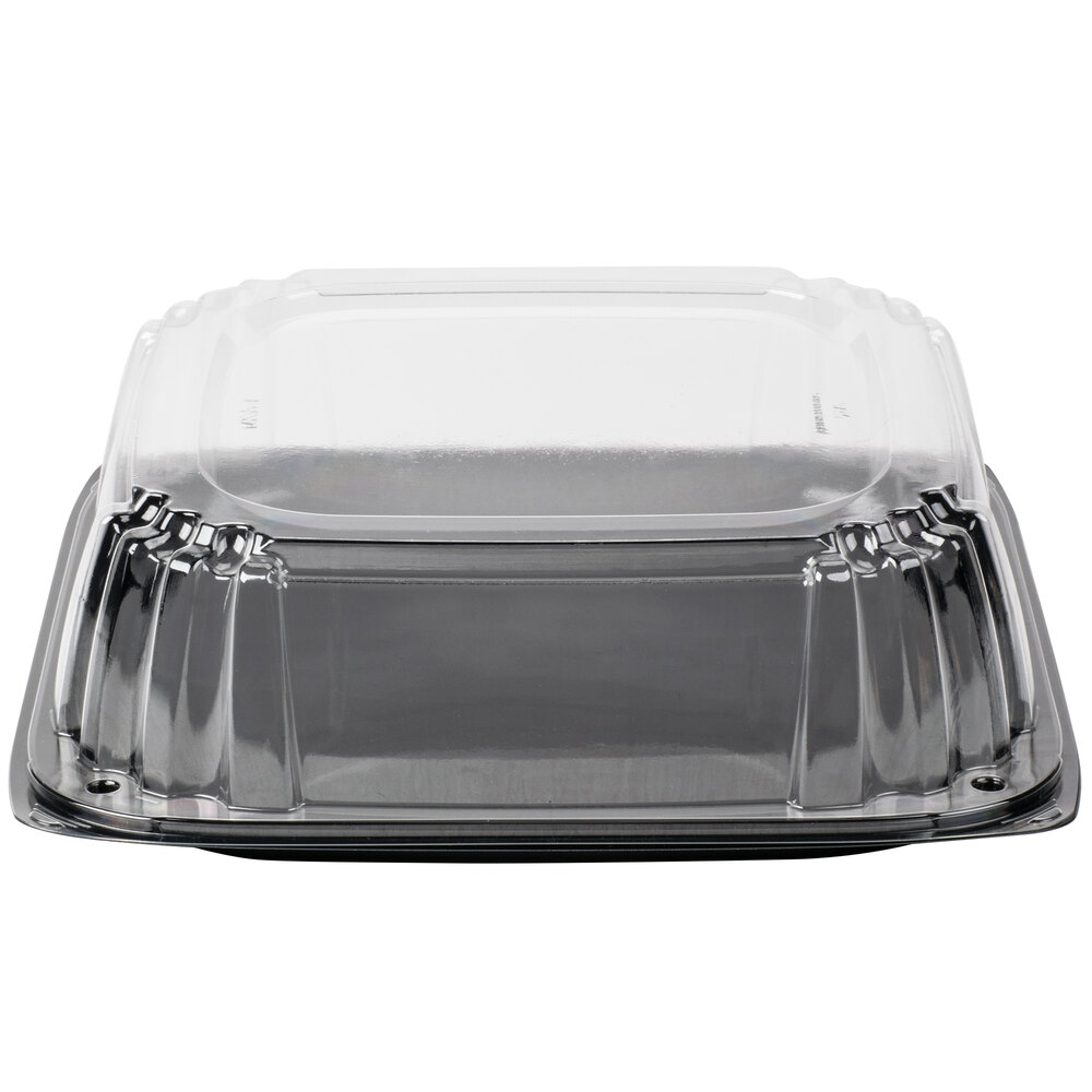 Sabert C9614 UltraStack 14" Square Disposable Deli Platter / Catering Tray with High Dome Lid - 25/Case
