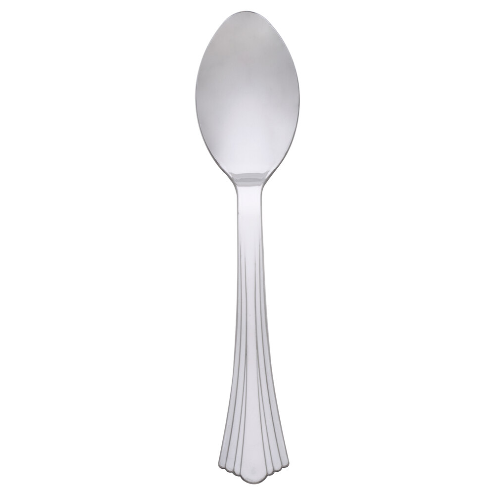 WNA Comet 620155 Reflections 6 1/4" Stainless Steel Look Heavy Weight Plastic Spoon - 600/Case