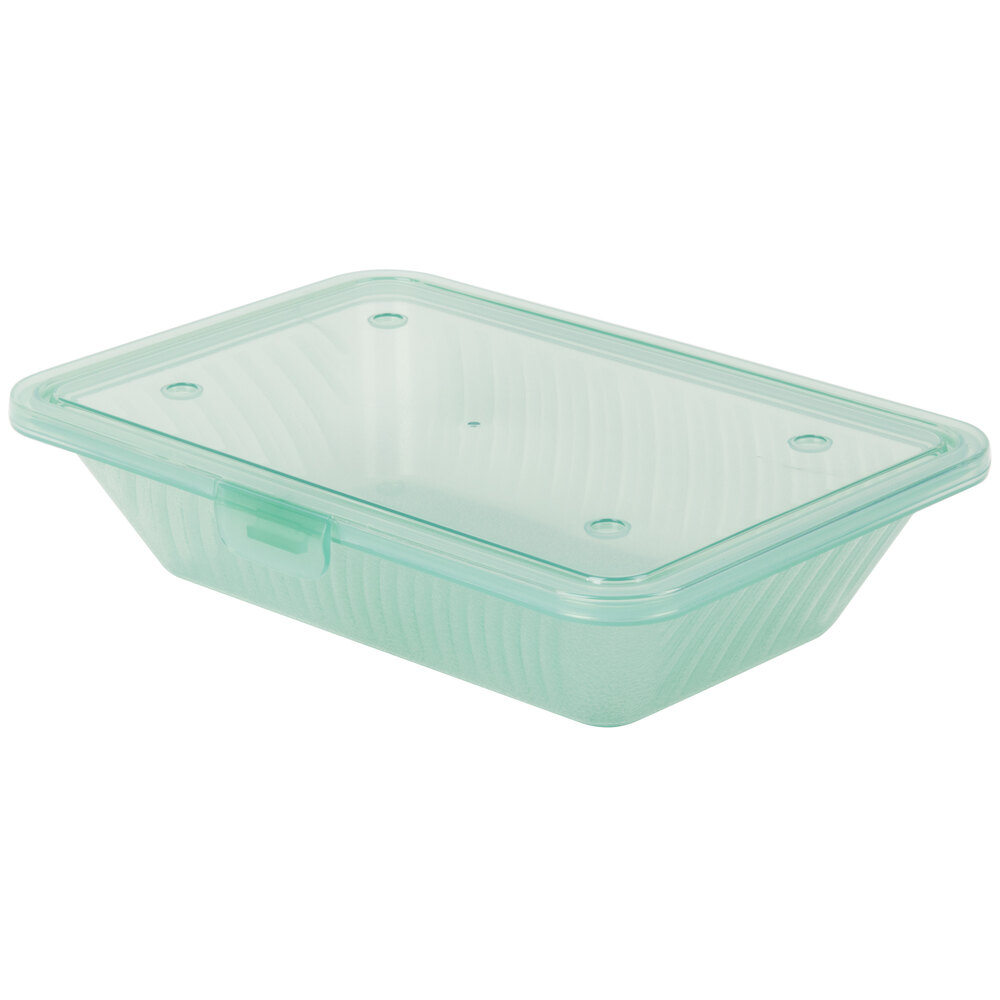 GET EC-18 Eco-Takeouts 9" x 6 1/2" Jade Flat Top Customizable Take Out Container - 12/Case