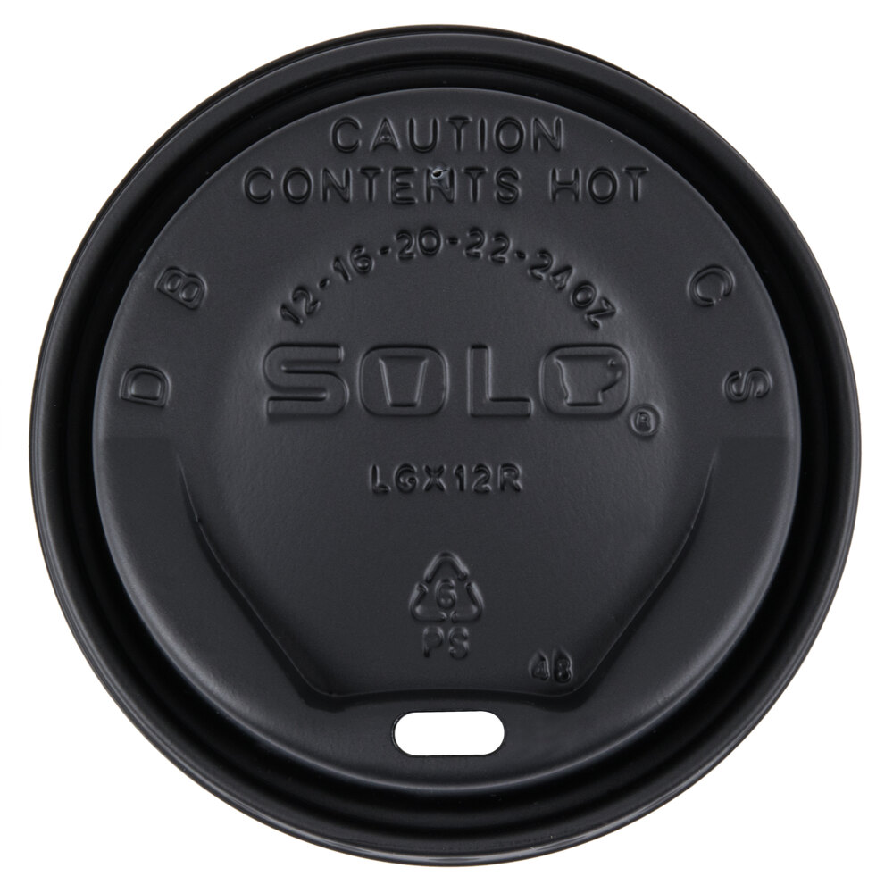 Solo LGXBK2-0004 The Gourmet Lid Black Hot Cup Lid - 1,500/Case
