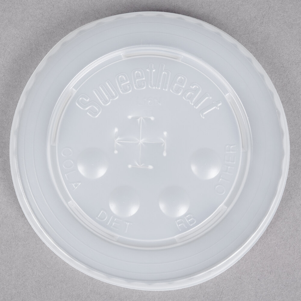 Solo L16BL-0100 12-24 oz. Translucent Flat Plastic Lid with Straw Slot and Identification Buttons  - 2,000/Case