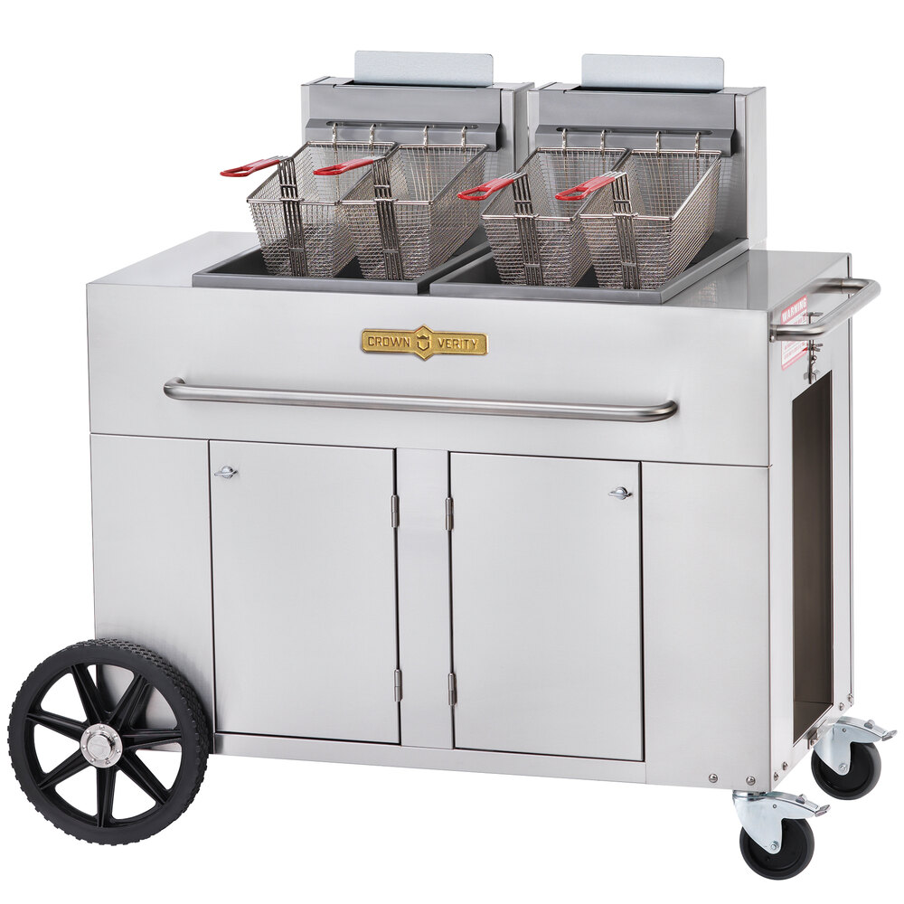 Crown Verity PF-2LP 70 - 80 lb. Double Tank Portable Outdoor Fryer - Liquid Propane