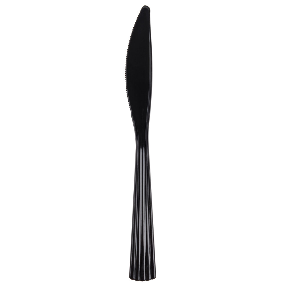 WNA Comet Classicware EcoSense 7 1/8" Heavy Weight Black Plastic Knife - 50/Pack