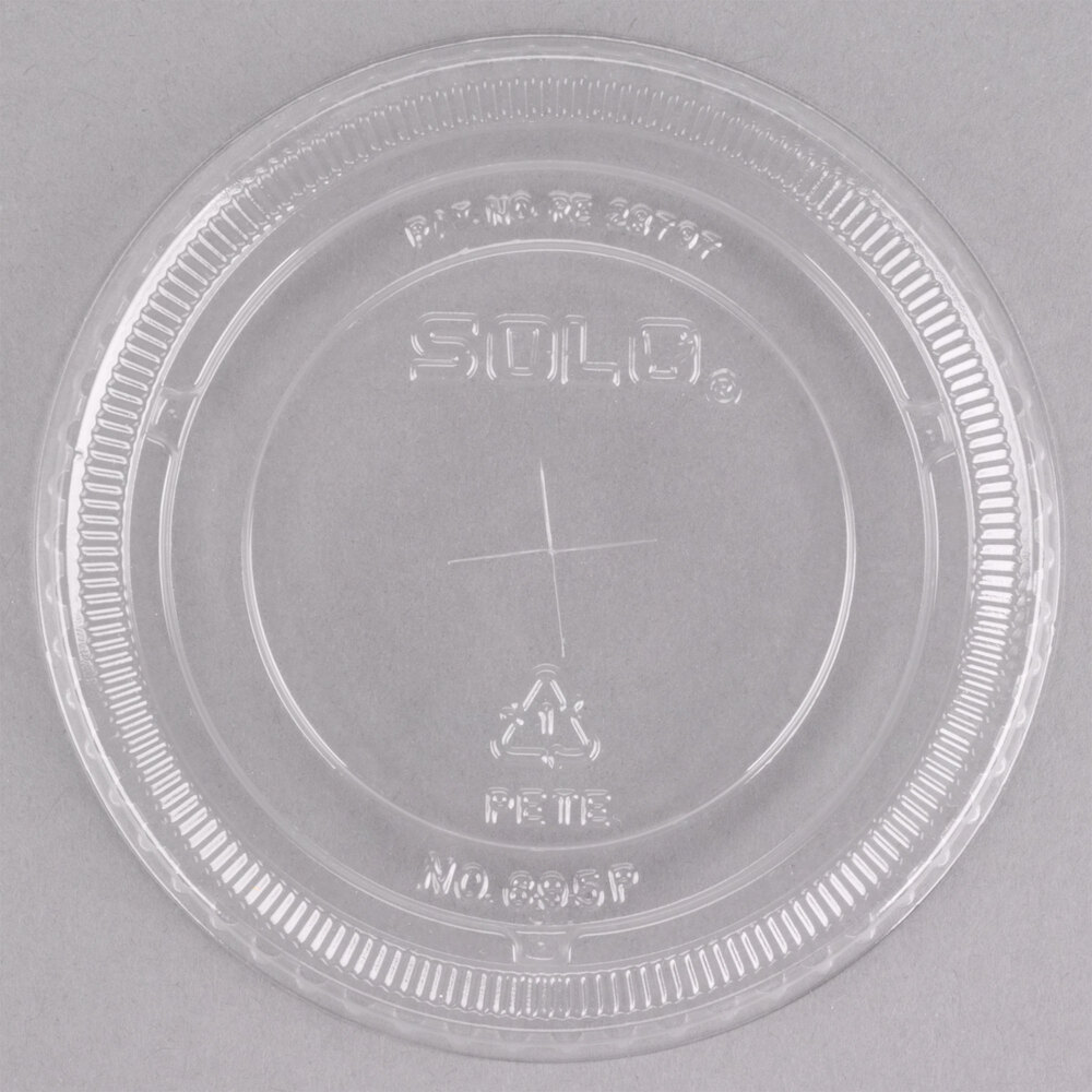 Solo 695TS Clear PET Lid for 12 and 14 oz. Containers with Straw Slot - 1,000/Case