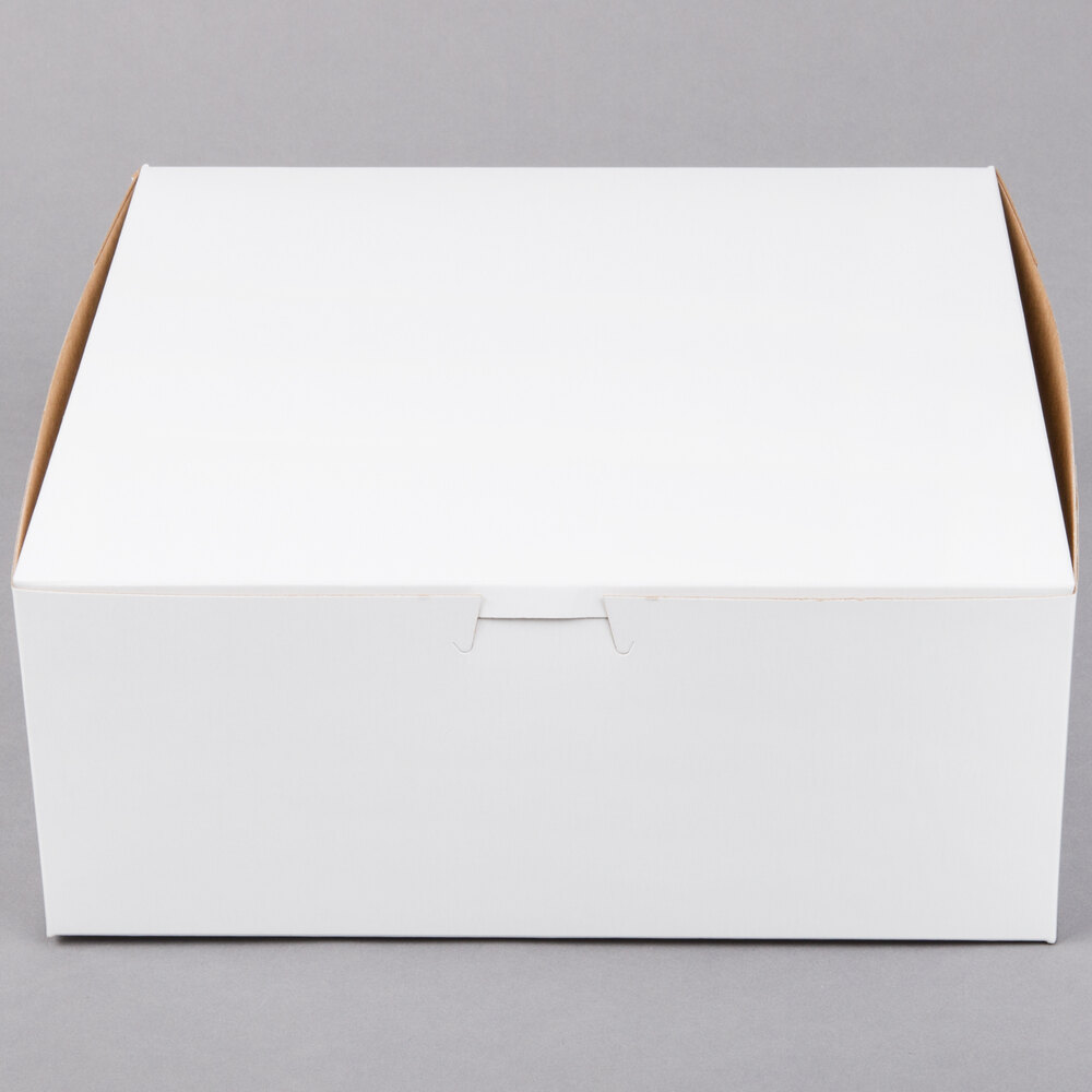 10" x 10" x 4" White Customizable Cake / Bakery Box - 10/Pack