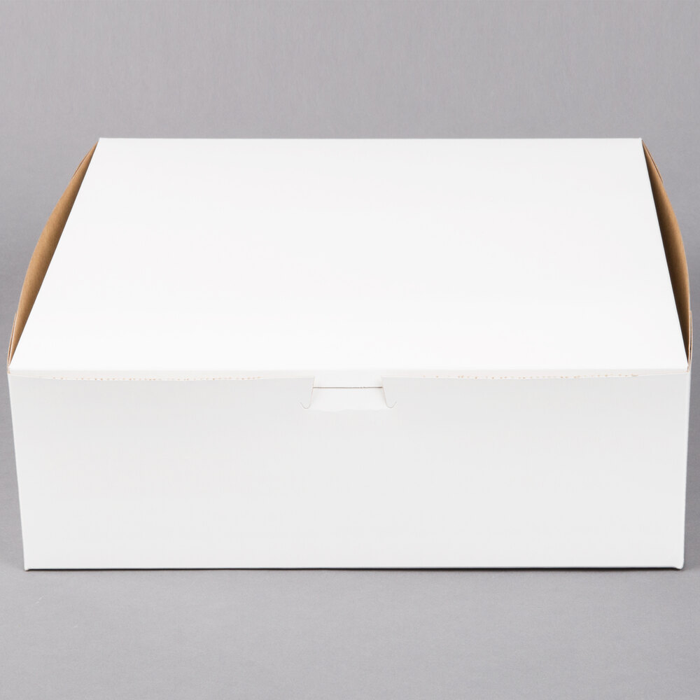 12" x 12" x 4" White Customizable Cake / Bakery Box - 10/Pack
