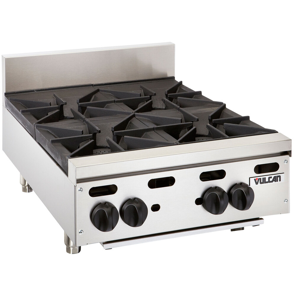 Vulcan VHP424 Liquid Propane 24" 4 Burner Countertop Range - 110,000 BTU