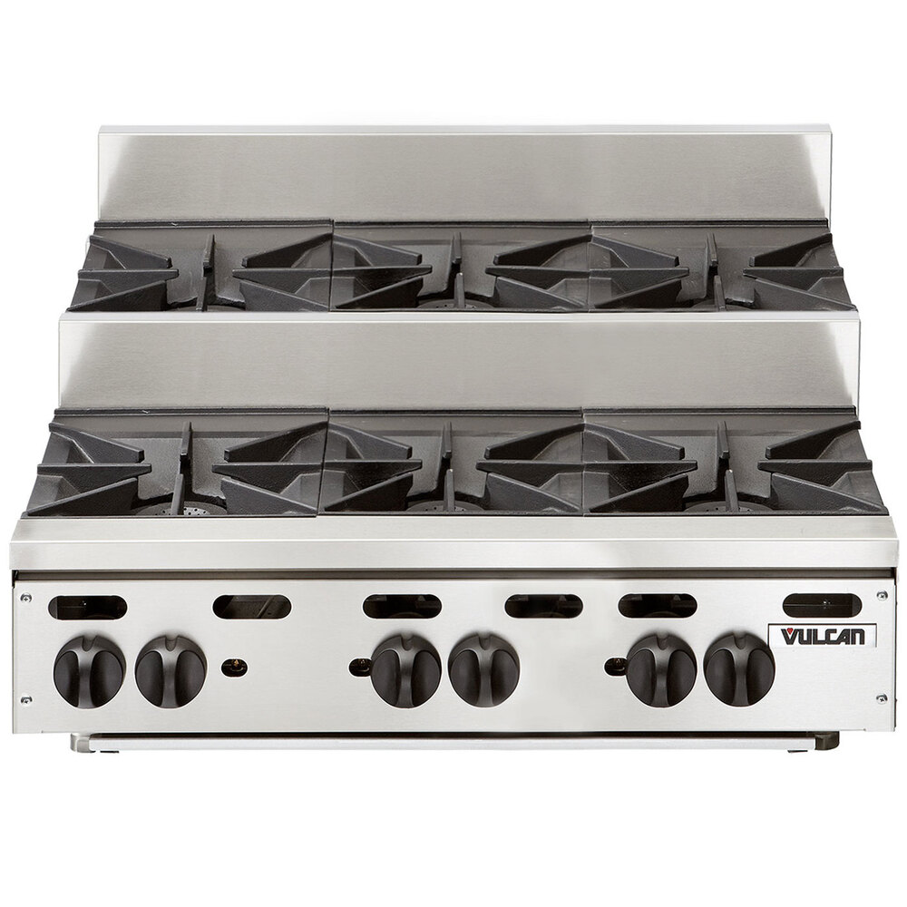 Vulcan VHP636U Liquid Propane 36" 6 Burner Step Up Countertop Range - 165,000 BTU