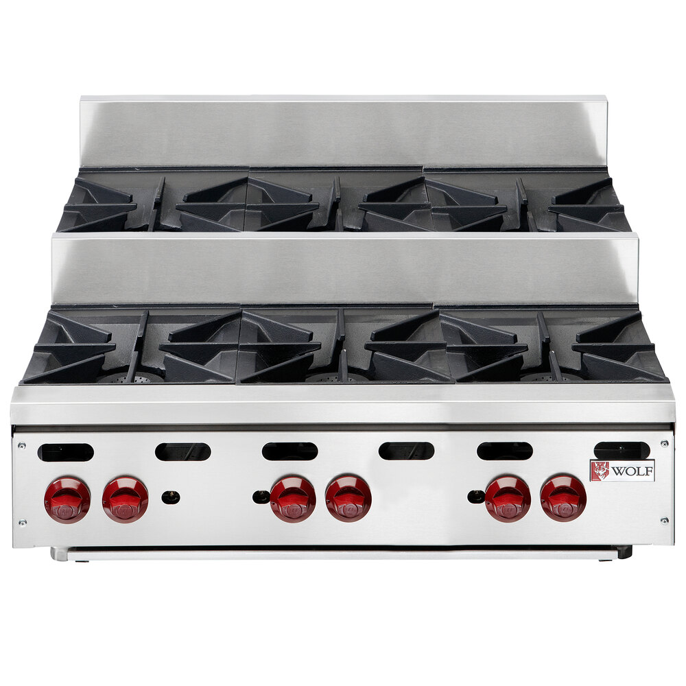 Wolf by Vulcan AHP636U-LP Achiever Liquid Propane 36" 6 Burner Step Up Countertop Range - 165,000 BTU