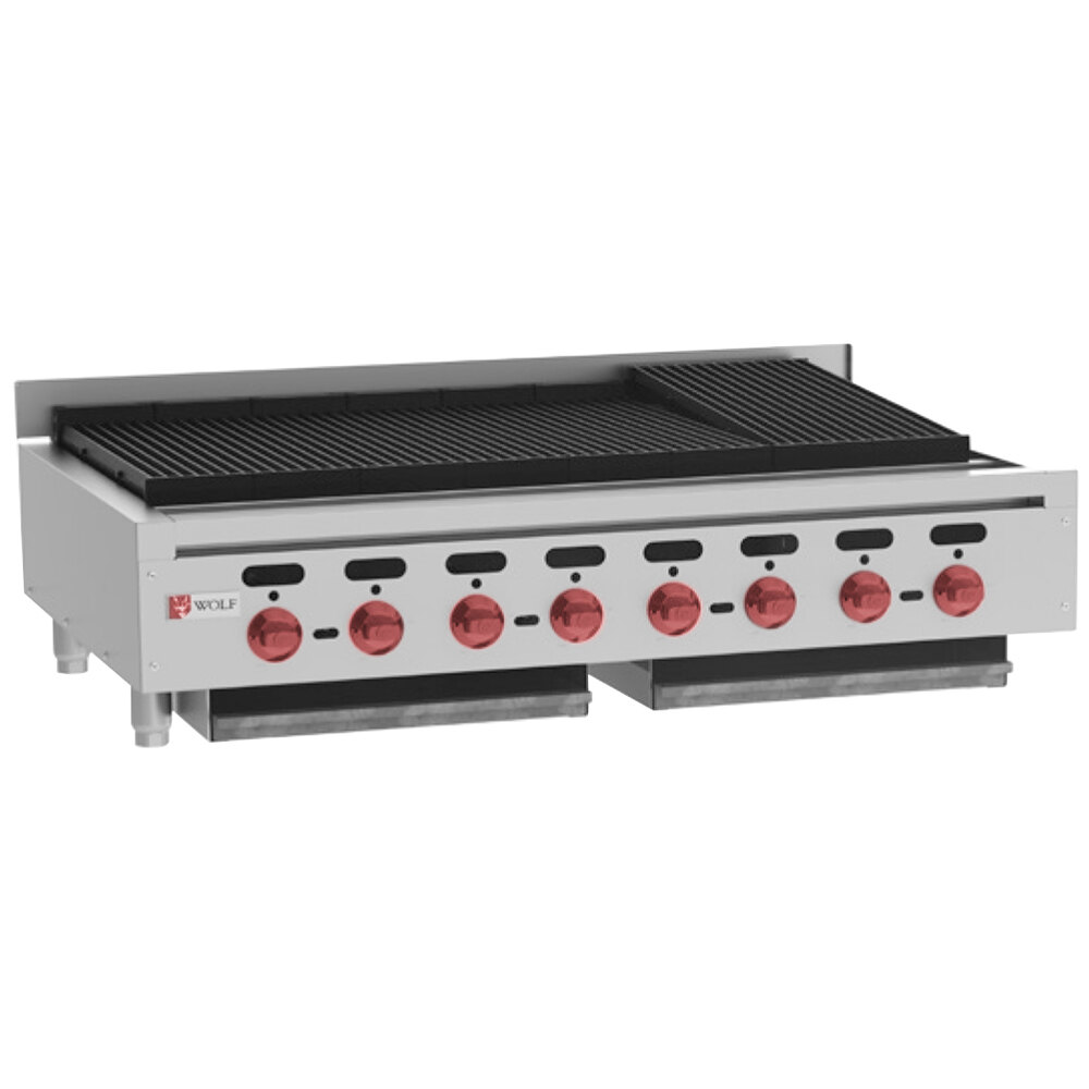 Wolf by Vulcan ACB47-LP Liquid Propane Low Profile 47" Medium-Duty Radiant Gas Countertop Charbroiler - 128,000 BTU