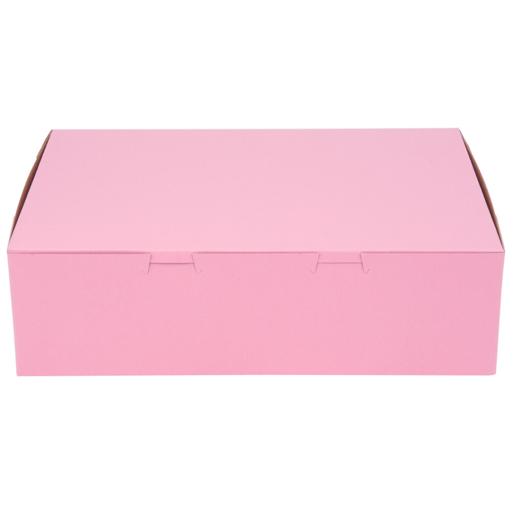 14" x 10" x 4" Pink Customizable Bakery Box - 100/Bundle