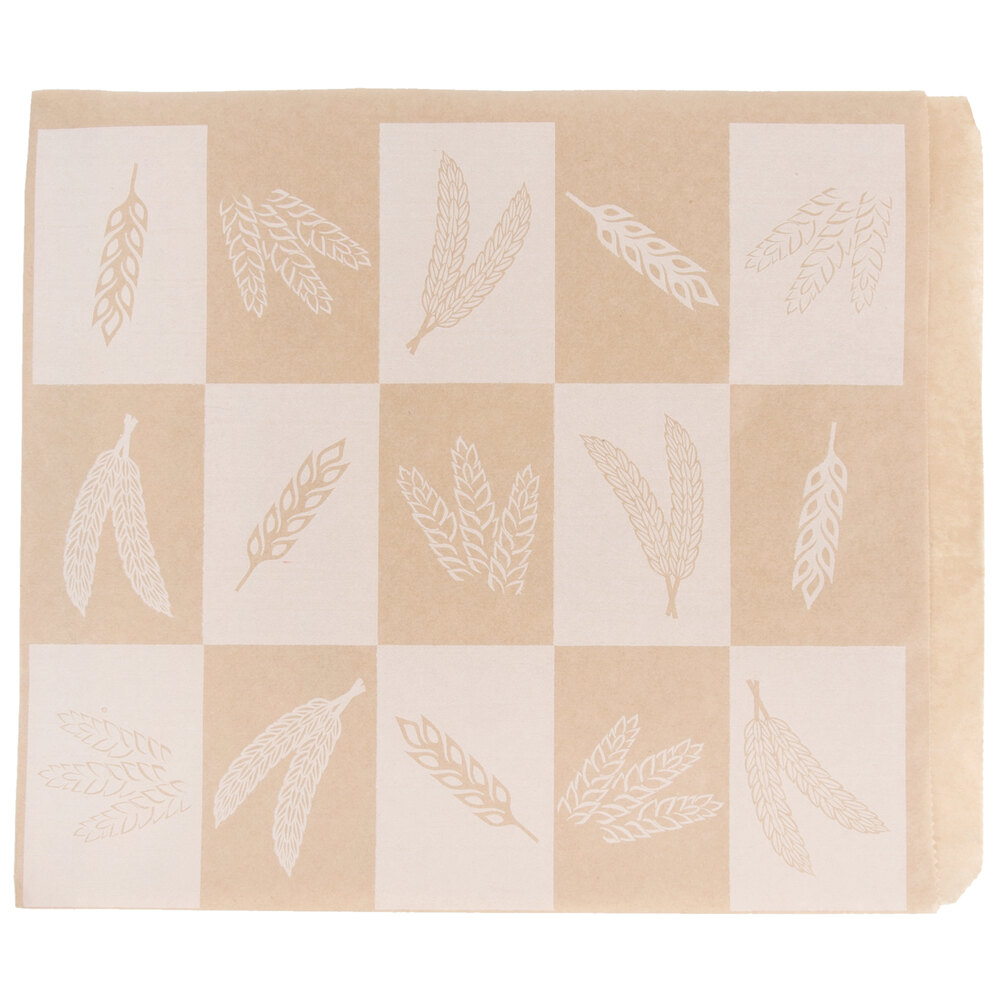 Choice 9" x 10" Natural Kraft Artisan Print Wire Cone Basket Liner / Deli Wrap / Double Open Bag - 250/Pack